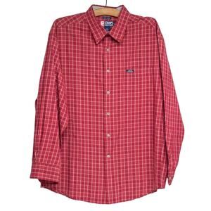 CHAPS by Ralph Lauren Men's XL Dress Shirt Red Checked Cotton Blend Button Down